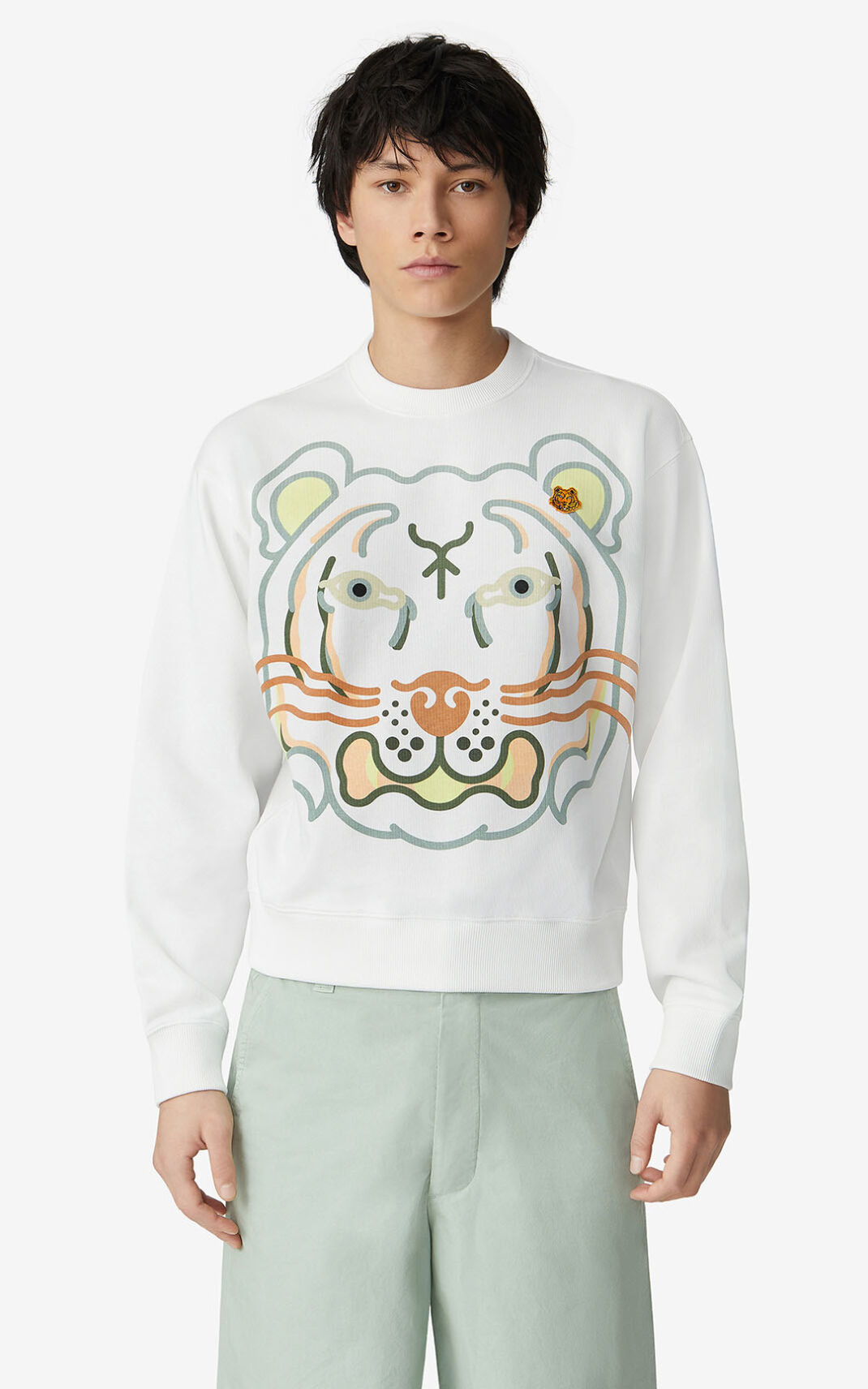 Kenzo K Tiger Sweatshirt Erkek Beyaz | 7894-ULMKH